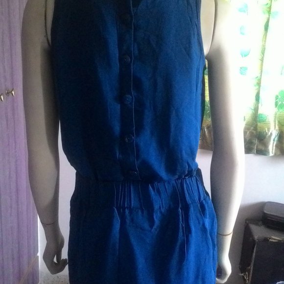 AVBL BANANA REPUBLIC Blue Ella Mini Cocktail Silk Dress / Tunic - Picture 5 of 8